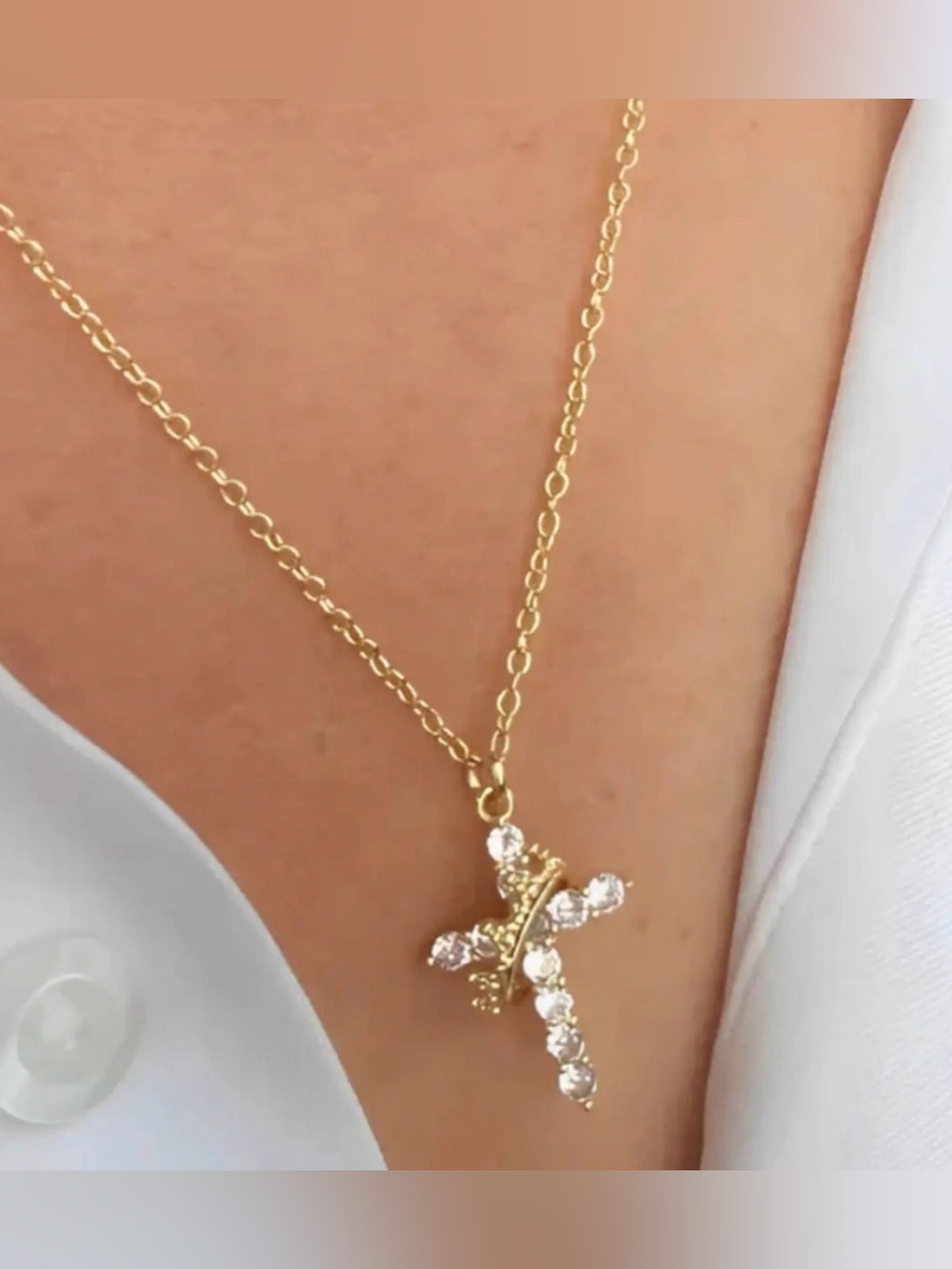 14K gold Cross & Crown Gold Plated Necklace Lainly